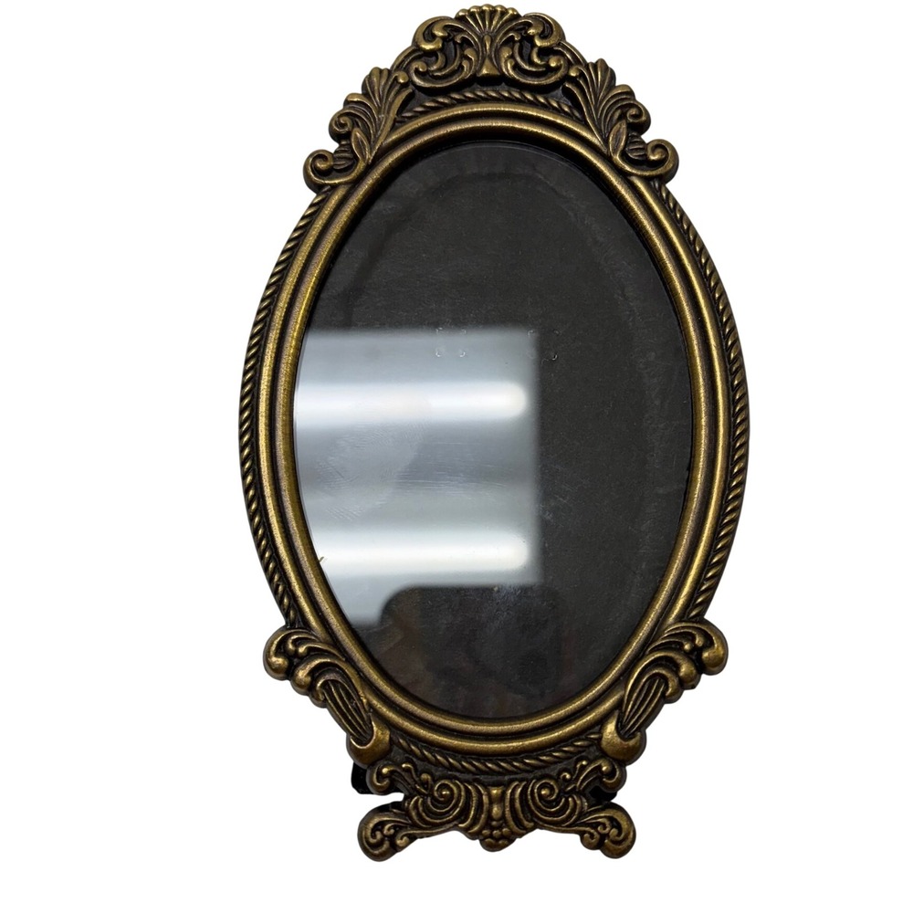 Vintage Ornate Bronze Oval Picture Frame 4x6 Tabletop Victorian Decor